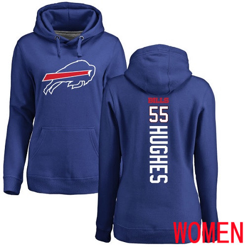 NFL Women Buffalo Bills #55 Jerry Hughes Royal Blue Backer Pullover Hoodie Sweatshirt